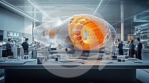 Innovative jet engine model in lab photo