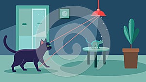An innovative laser pointer system that moves randomly around the room engaging your cats natural instinct to hunt and photo