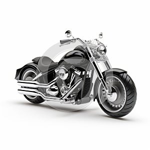 Innovative Massurrealism: Black Harley Davidson Motorcycle On White Background