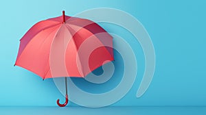 Innovative Open Red Umbrella On Blue Wall With Copy Space photo