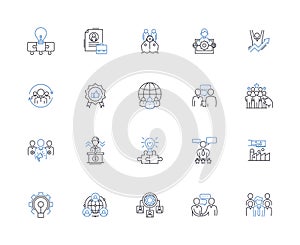 Innovative organization line icons collection. Creativity, Ingenuity, Designer, Technology, Inventiveness, Novelty