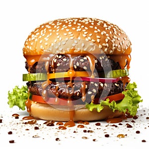 Innovative Photorealistic Hamburger With Ketchup Splashes