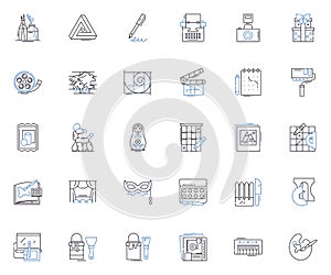 Innovative profession line icons collection. Disruptive, Piering, Creative, Inventive, Imaginative, Trailblazing photo