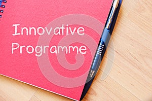 Innovative programme write on notebook