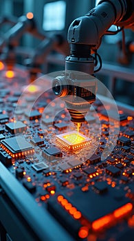 Innovative Robotic Assembly of Semiconductor Chips in a High-Tech Manufacturing Facility