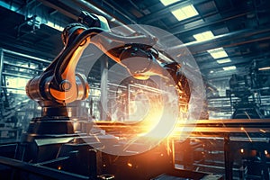 Innovative robotic solutions streamline production workflows Robot arm handling intricate tasks in industrial automation