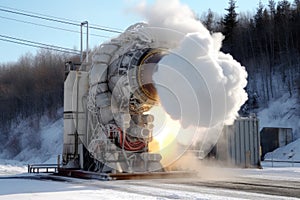 innovative rocket engine during outdoor testing