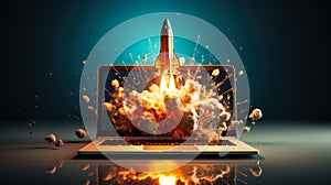 Innovative Space Technology Rocket Launch from Screen