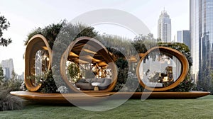 Innovative Sustainable Architecture Showcasing a Green Smart City Design With a Focus on Renewable Resources and photo