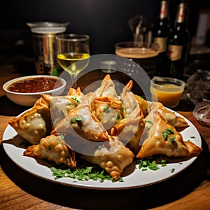 Innovative Techniques And Absinthe Culture: A Plate Of Chicken Samosas