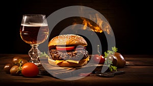 Innovative Techniques: Steakburger And Drink By A Luminous Fireplace