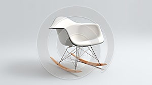 Innovative Techniques: White Eames Rocking Chair On Grey Background