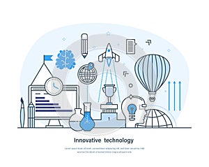 Innovative technology, business research, analysis, development and science