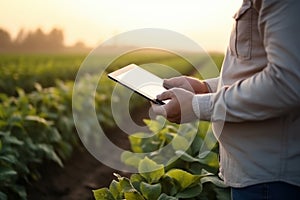Innovative Using tablet digital at agriculture field. Generate Ai
