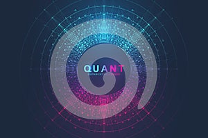 Innovative vector illustration for processing big data quantum computer technologies, analysis and structuring of