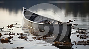 Innovative Weathercore: Serene Metal Canoe On A Lake Of Fallen Leaves photo