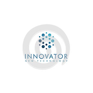 Innovator abstract circles shape group, blue color stylish vector logotype.