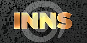 Inns - Gold text on black background - 3D rendered royalty free stock picture photo
