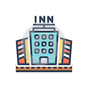 Color illustration icon for Inns, hostel and lodge photo