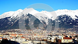 Innsburck City View with Austrian Alps