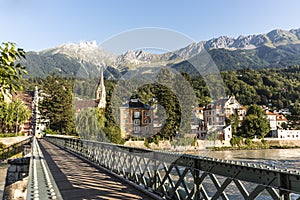 Innsteg bridge in Innsbruck, Upper Austria.