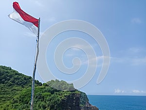 Inonesian flag at the top high hill