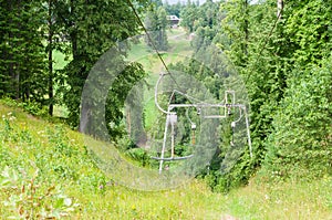 Inoperative rusty ski lift photo