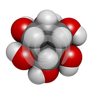 inositol (myo-inositol) molecule. 3D rendering.  Inositol and its phosphates play essential roles in a number of biological