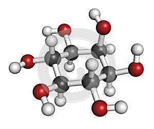 inositol (myo-inositol) molecule. Inositol and its phosphates play essential roles in a number of biological processes. Atoms are
