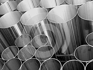 Inox Steel pipes on black and white photo