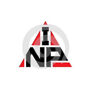 INP triangle letter logo design with triangle shape. INP triangle logo design monogram. INP triangle vector logo template with red