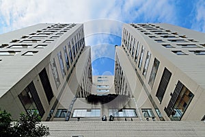 Inpatient building under blue sky and white cloud