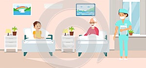 Inpatient Treatment Cartoon Vector Illustration