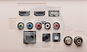 Input and output connectors TV panel