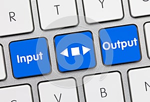 Input-Output - Inscription on Blue Keyboard Key