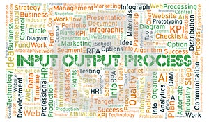 Input Output Process typography word cloud create with the text only.