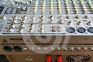 Input Sockets And Operating of the Audio Mixer.