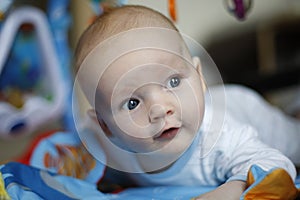 Inquisitive baby crawling