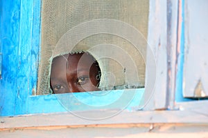 Inquisitive look through a window, Africa