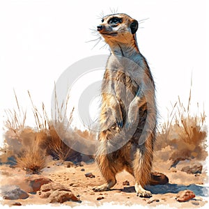 An inquisitive meerkat standing guard, AI generated