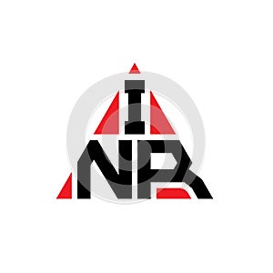 INR triangle letter logo design with triangle shape. INR triangle logo design monogram. INR triangle vector logo template with red