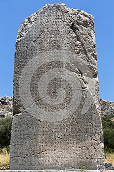 Inscribed Pillar in Xanthos Ancient City, Antalya