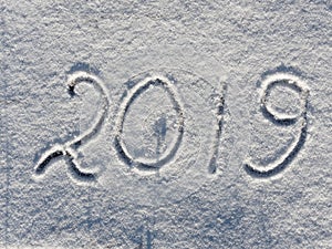 Inscription 2019 on the snow.