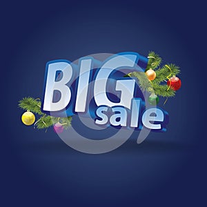 Inscription BIG SALE. Christmas decoration.