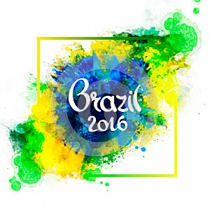 Inscription Brazil 2016 on background