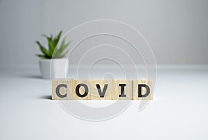 Inscription COVID-19 on white background. World Health Organization WHO introduced new official name for Coronavirus disease named