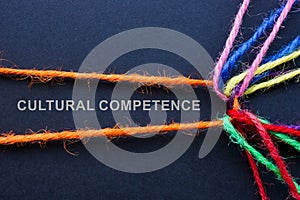 Inscription cultural competence and intertwined colored threads.