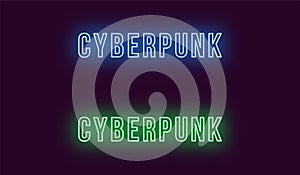 Inscription of Cyberpunk in neon Bold style Vector