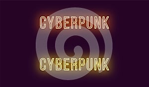 Inscription of Cyberpunk in neon style. Vector