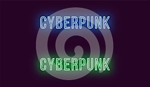Inscription of Cyberpunk in neon style. Vector